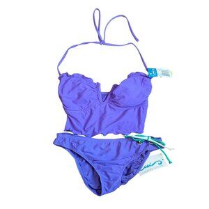 California Waves Womens Purple Bikini Set Medium Nylon & Spandex